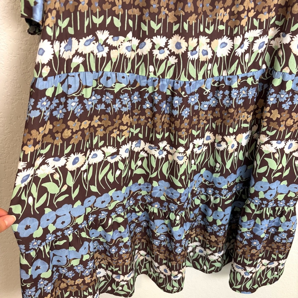 J. McLaughlin Hortense Chocolate Brown Falmouth Floral Midi Dress Women’s Large - Picture 9 of 13